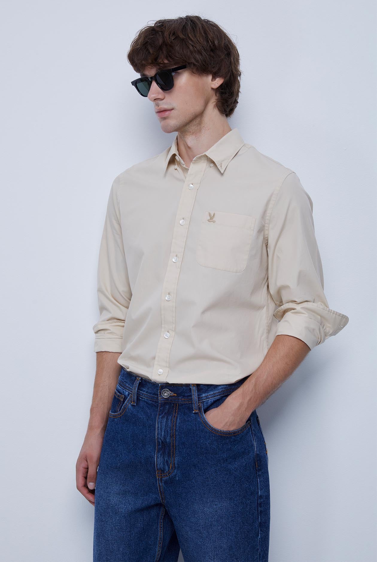 BIRD LOGO SIGNATURE LONG SLEEVE POPLIN SHIRT