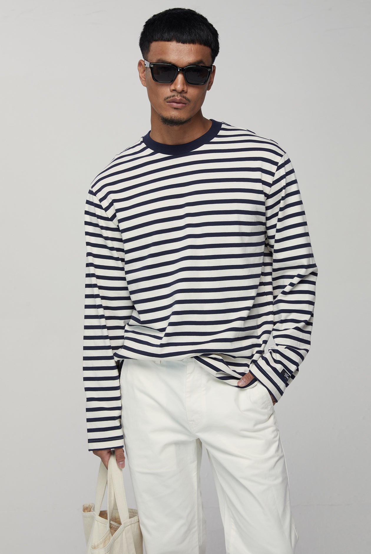 BLACK STRIPED LONG SLEEVE TEE