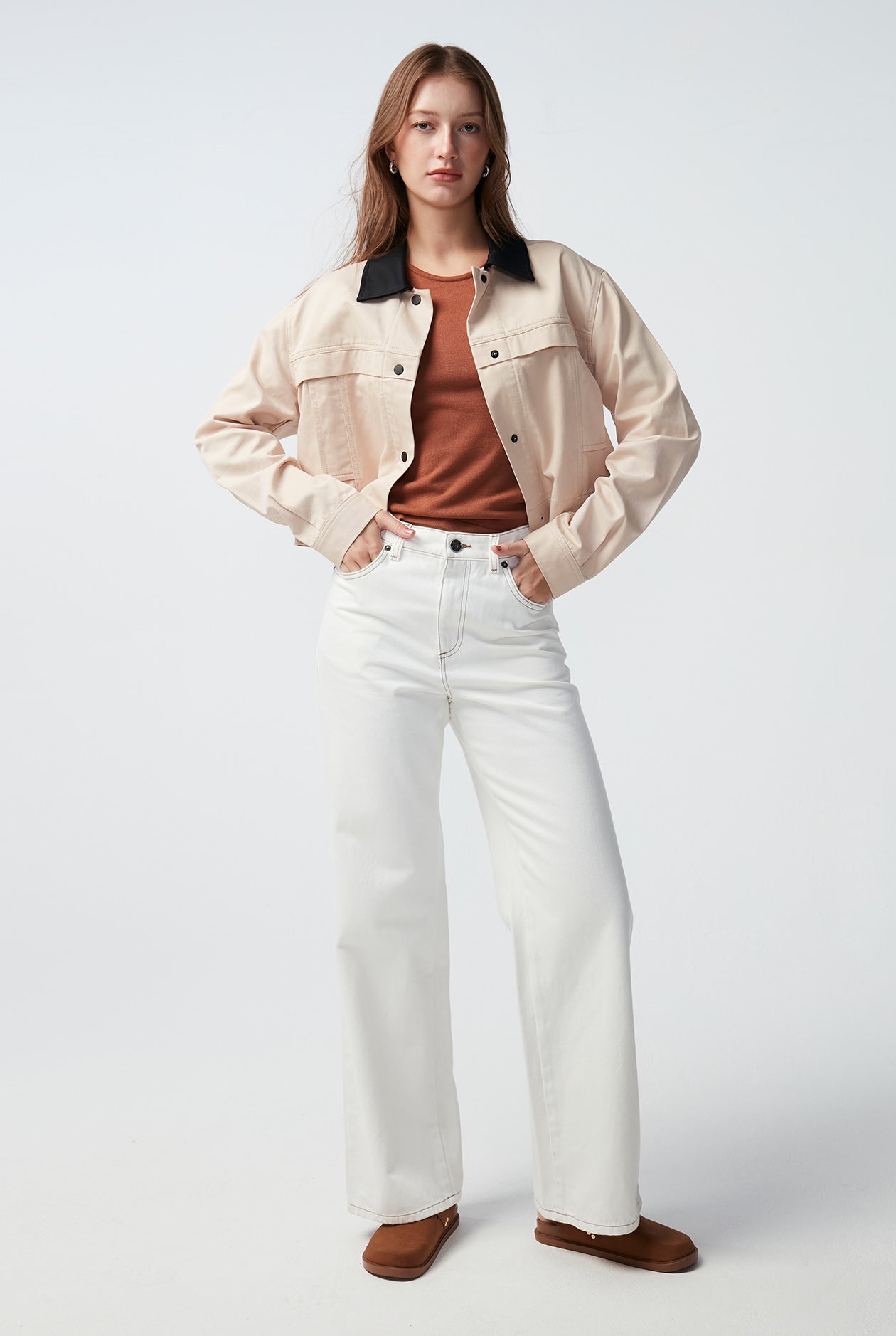 BROWN STITCH BAGGY JEANS