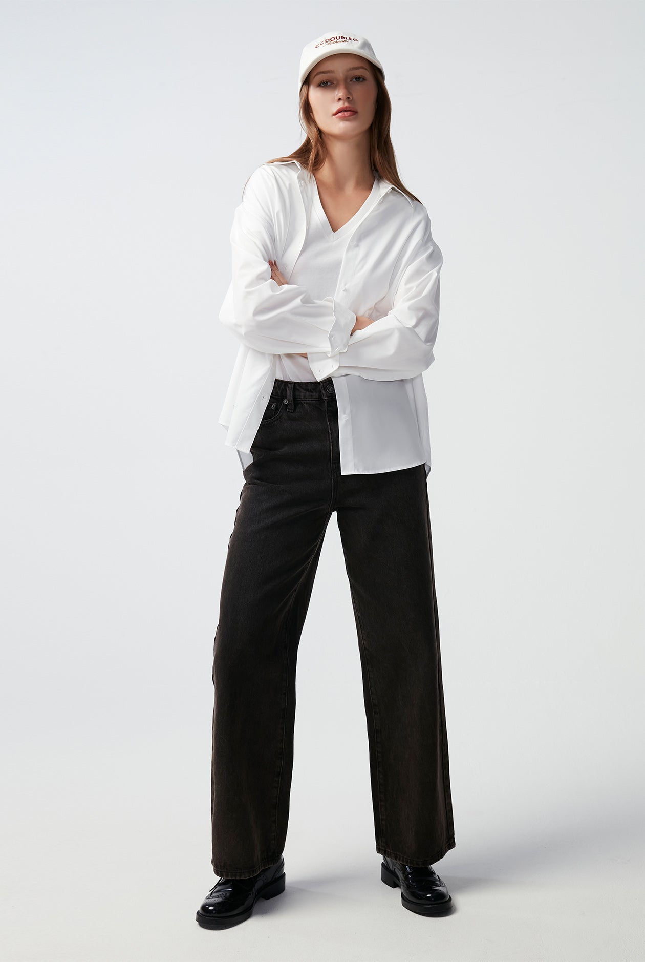 BROWN WASHED BAGGY JEANS