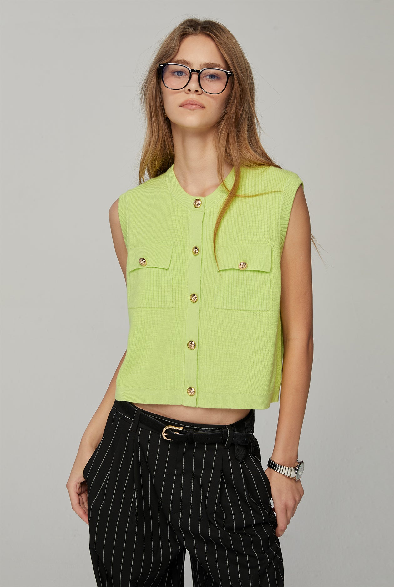 CROPPED BUTTON-UP VEST