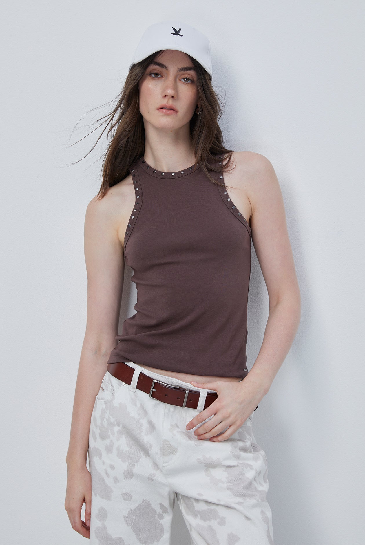 STUDDED RACERBACK TANK TOP