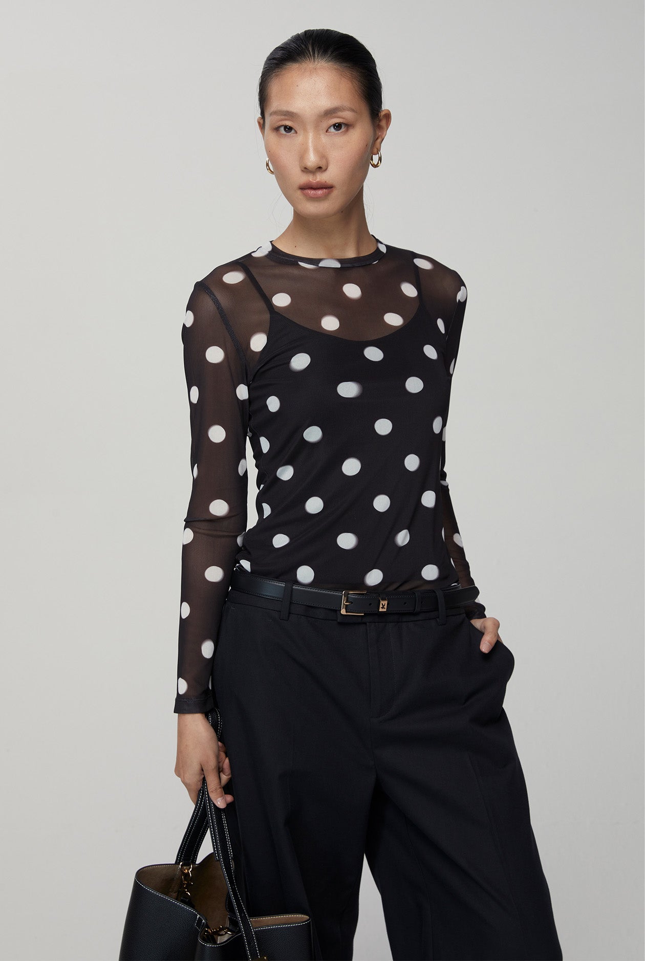 SHEER POLKA DOT BLOUSE