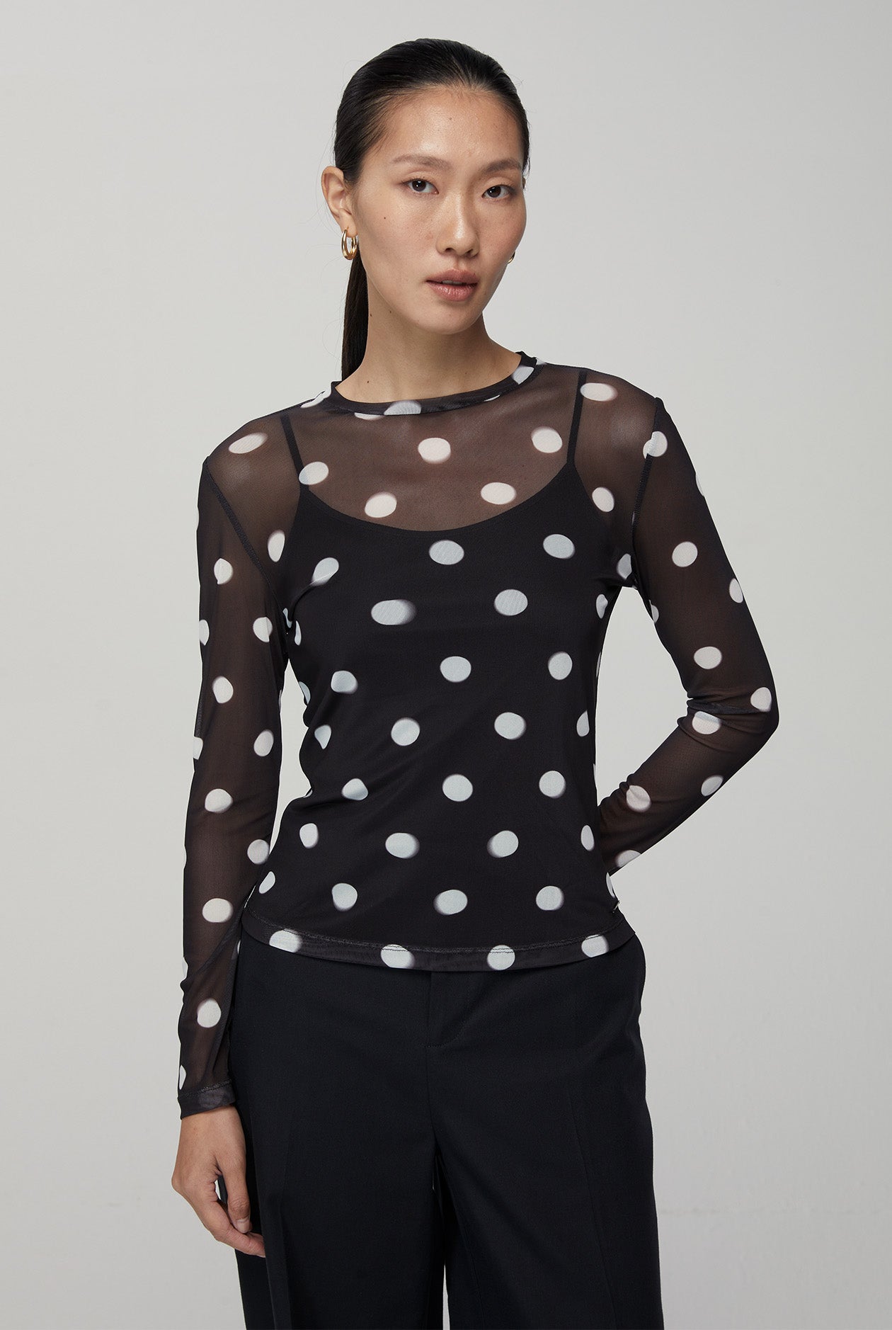 SHEER POLKA DOT BLOUSE