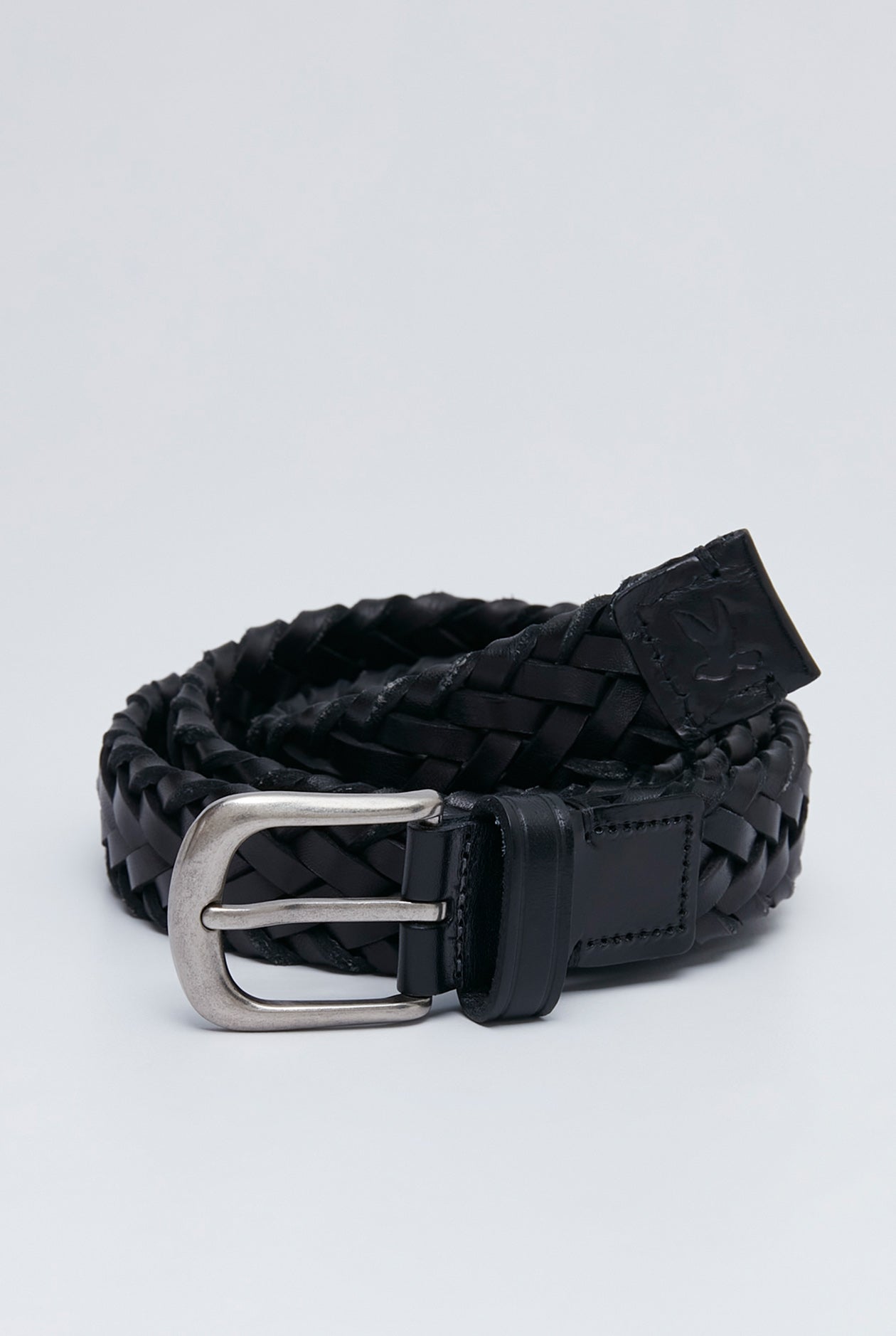BRAIDED LEATHER LOGO BELT