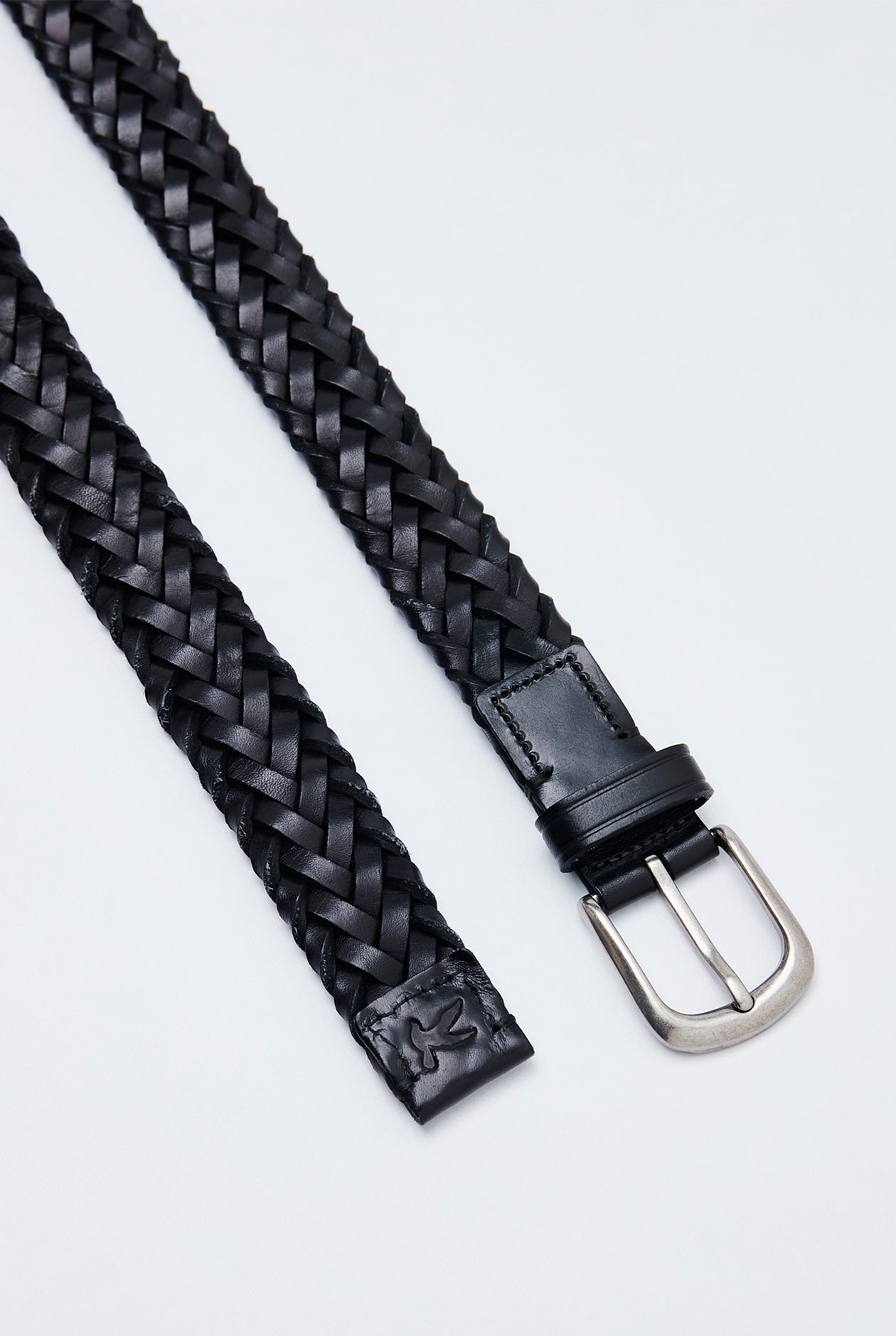 BRAIDED LEATHER LOGO BELT