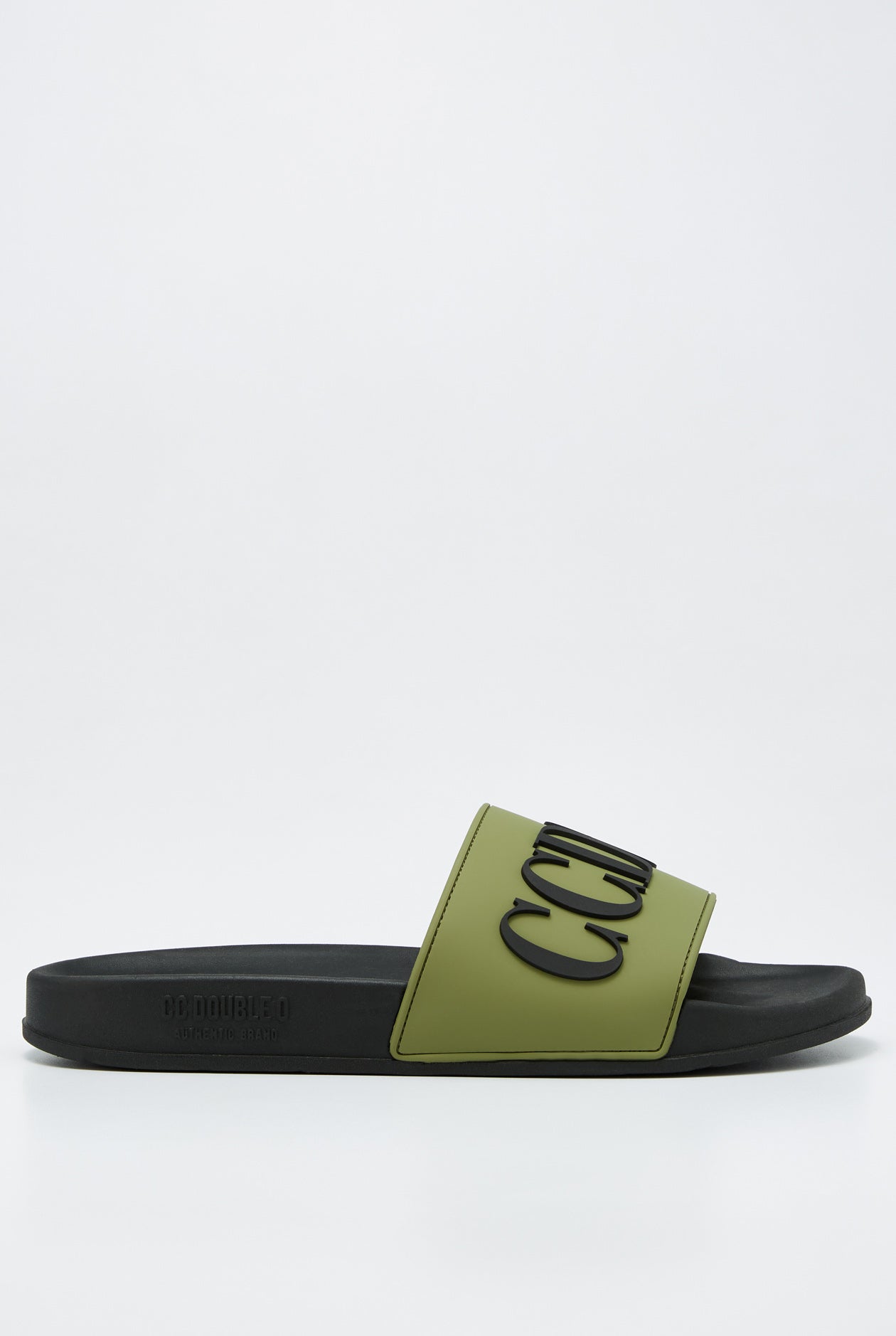 EMBOSSED LOGO SLIDE SANDALS