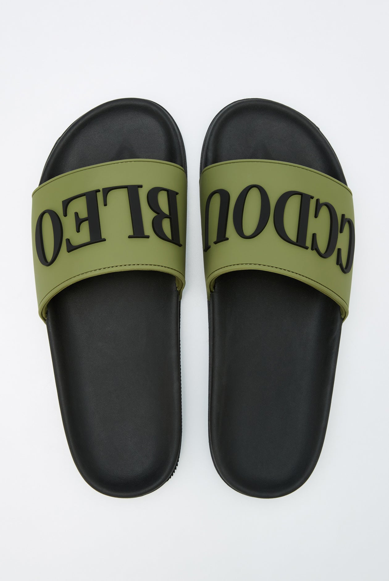 EMBOSSED LOGO SLIDE SANDALS