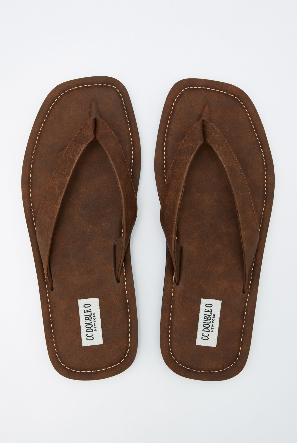 SQUARE TOE LEATHER FLIP FLOPS
