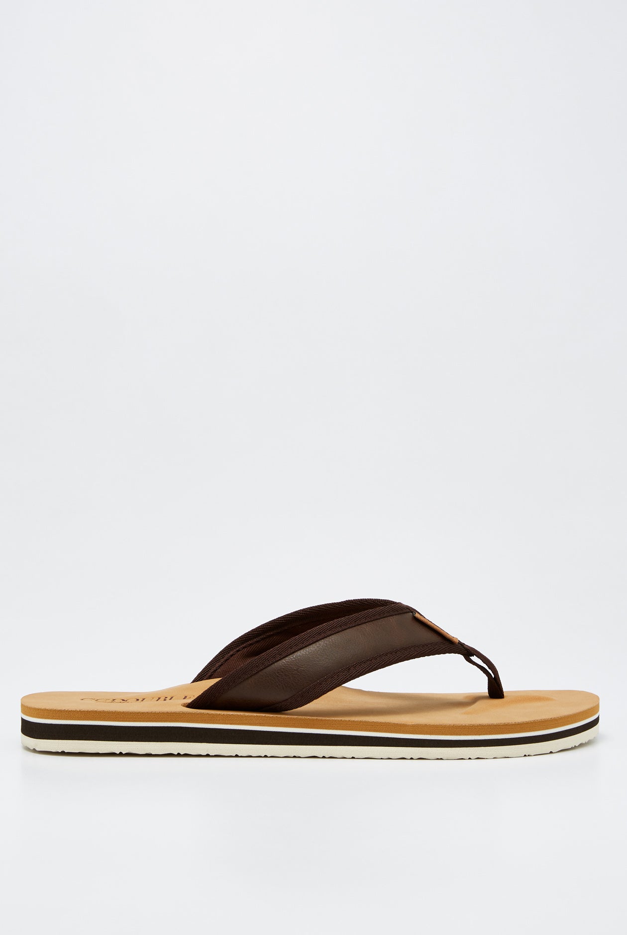 EMBOSSED LOGO LEATHER FLIP FLOPS