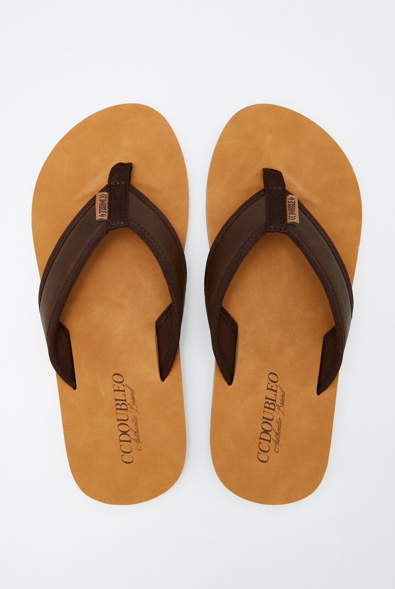 EMBOSSED LOGO LEATHER FLIP FLOPS