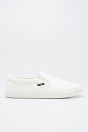 WHITE CANVAS SLIP ON SHOES