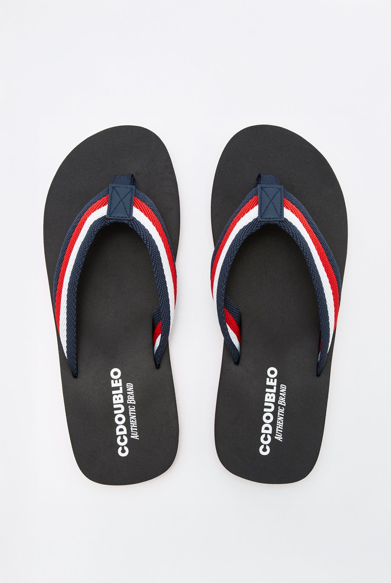 CONTRAST STRAP LOGO FLIP FLOPS