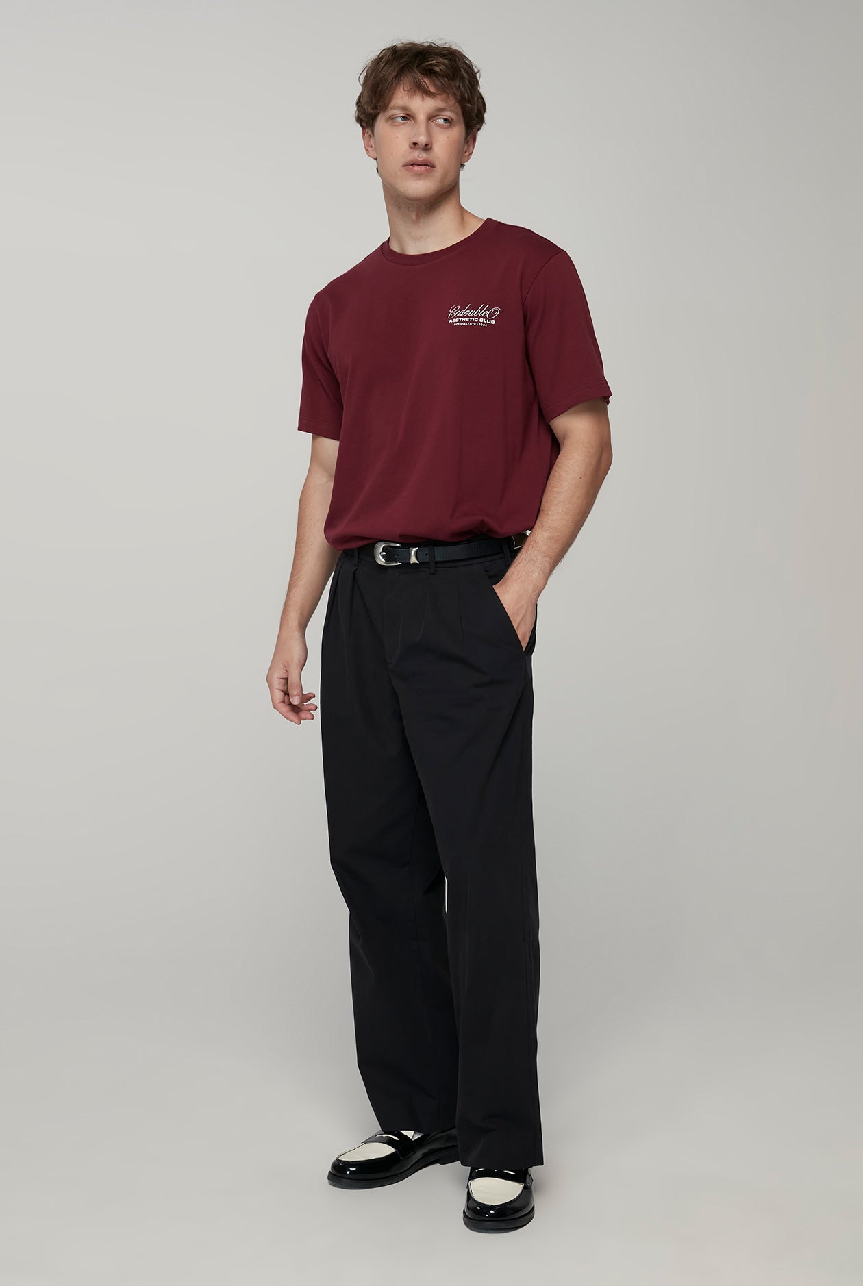 BLACK WIDE LEG PLEATED PANTS