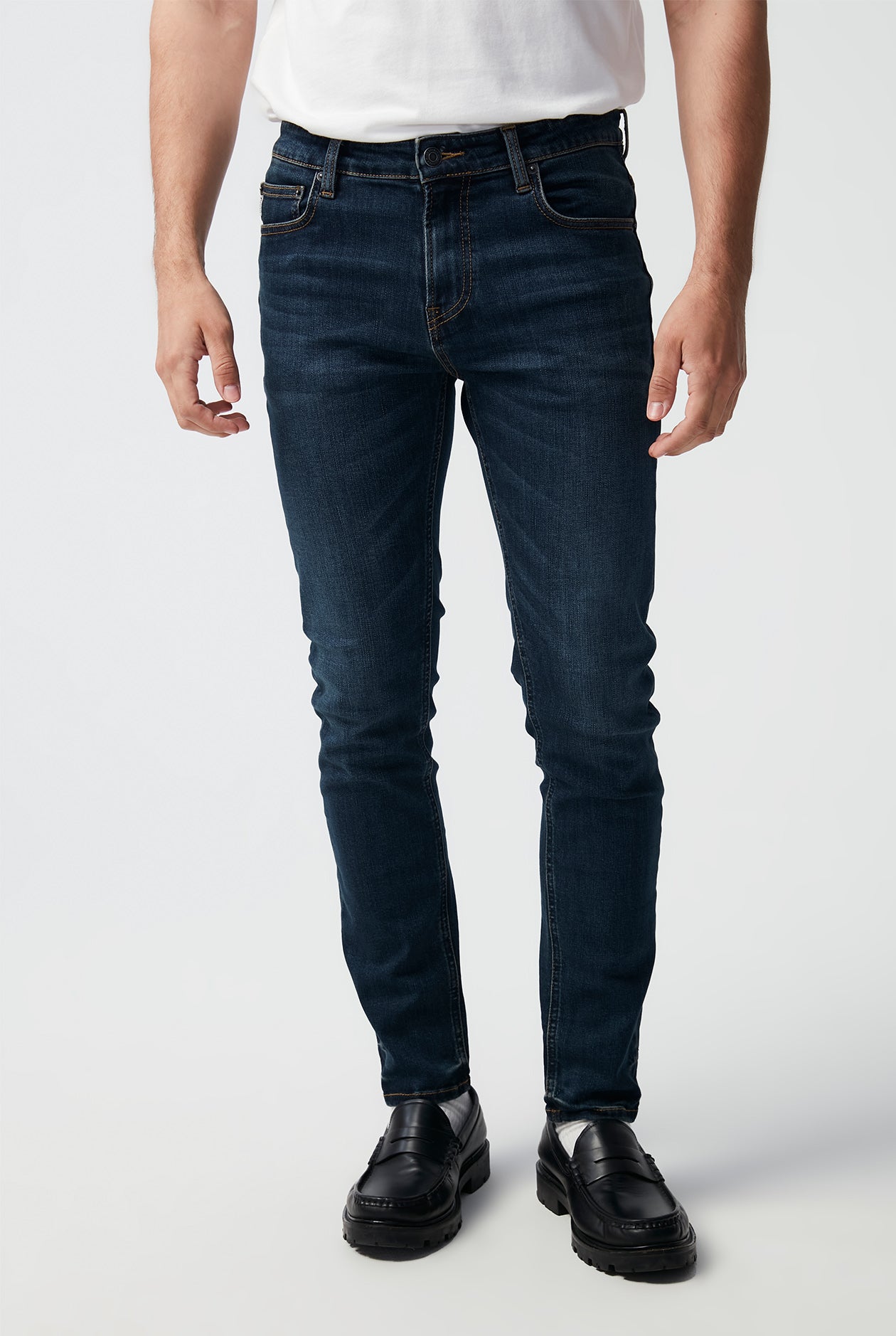 DARK BLUE WASH SKINNY JEANS