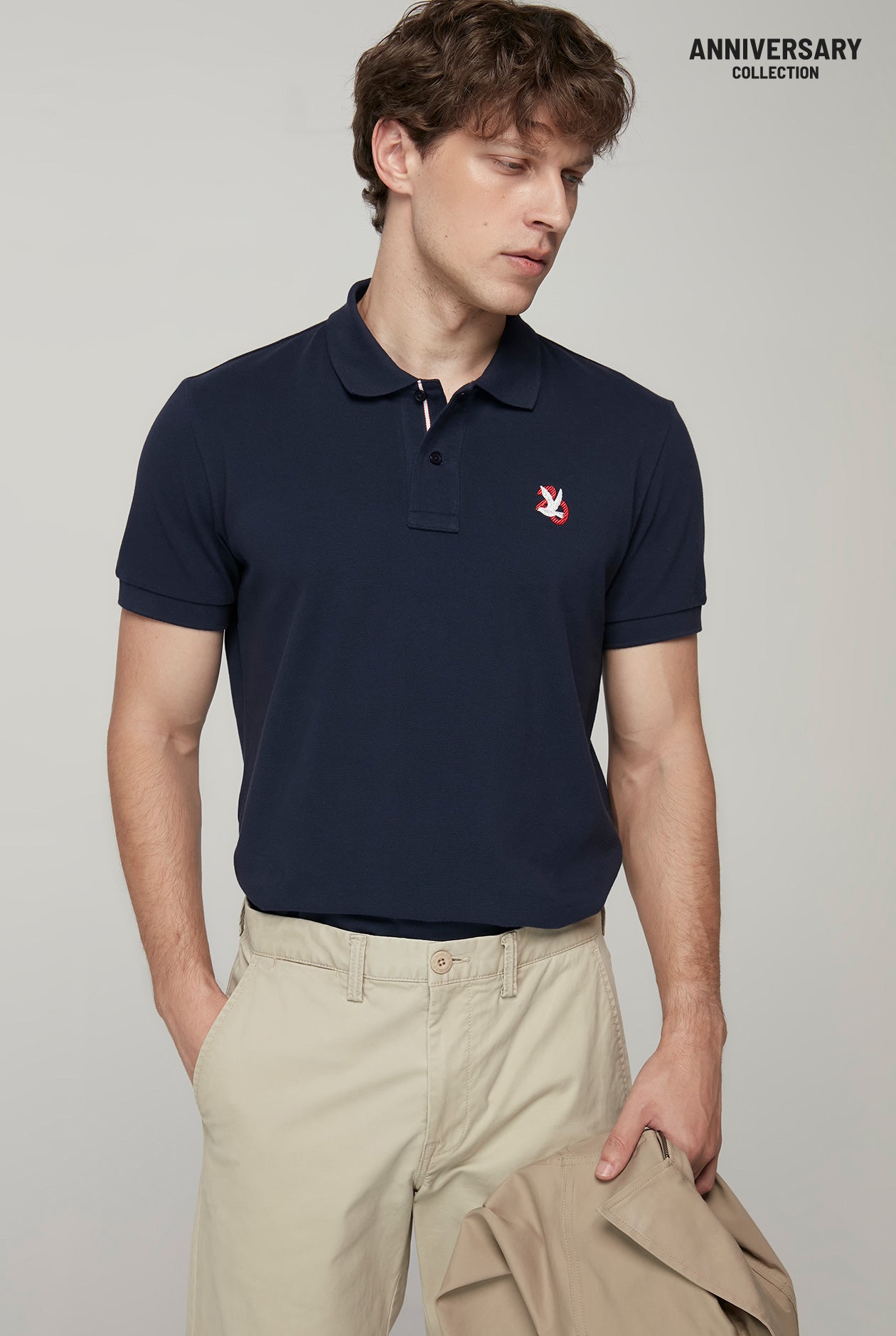 20th ANNIVERSARY CONTRAST BIRD LOGO SIGNATURE POLO