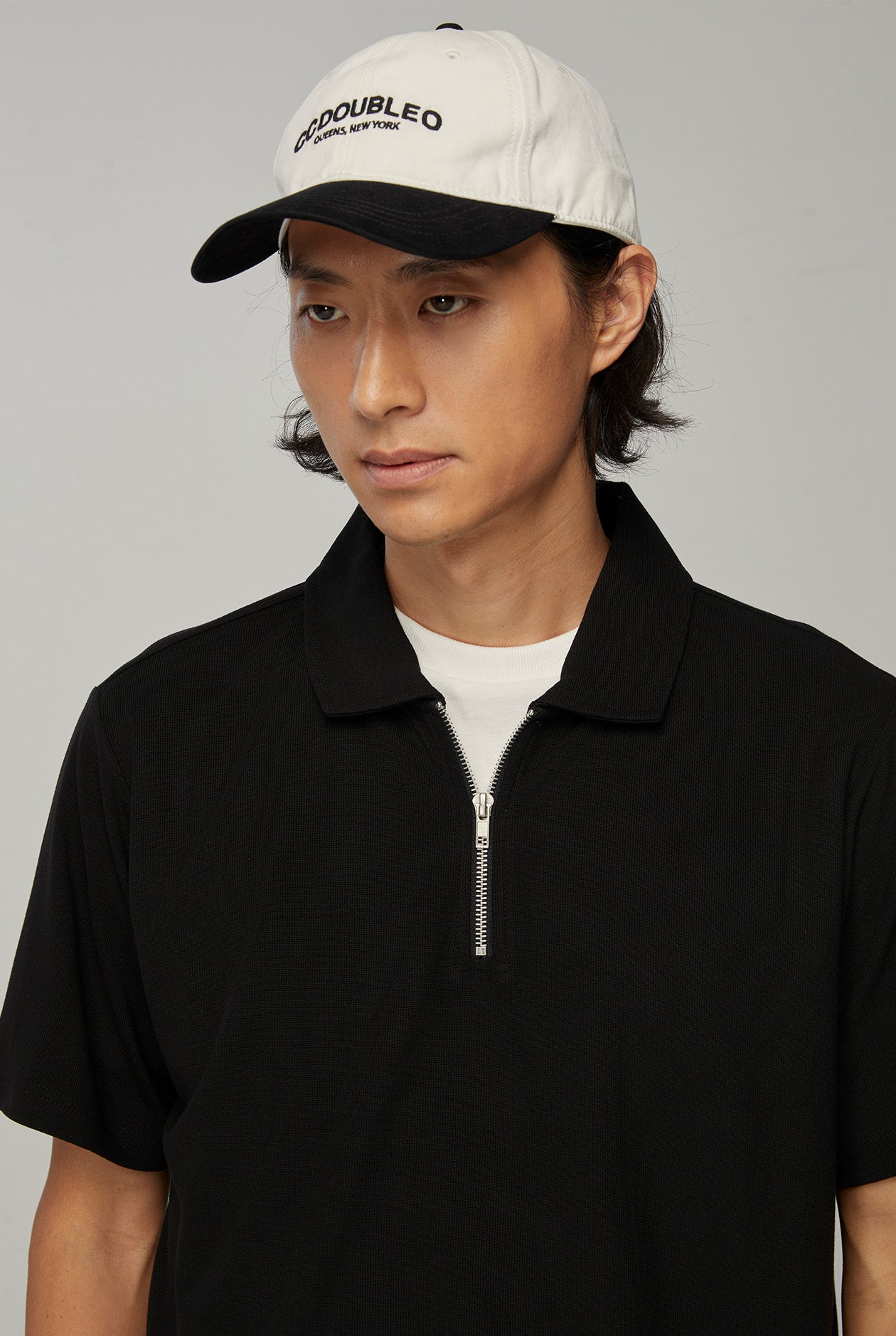 RELAXED FIT POLO SHIRT WITH ZIP NECK