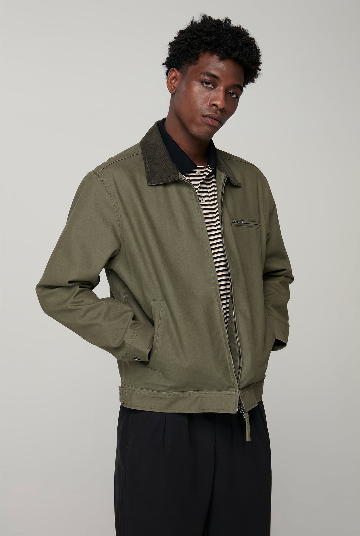 RELAXED STRIPE BLACK POLO