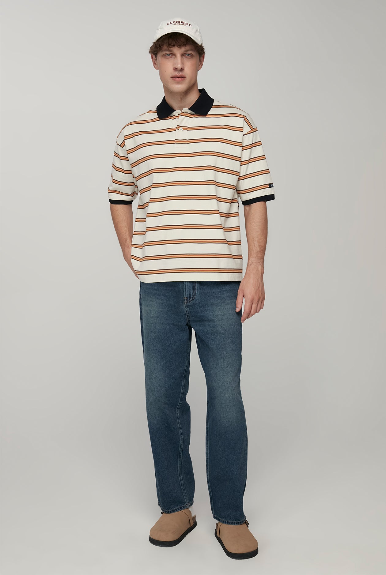 RELAXED STRIPE BEIGE POLO