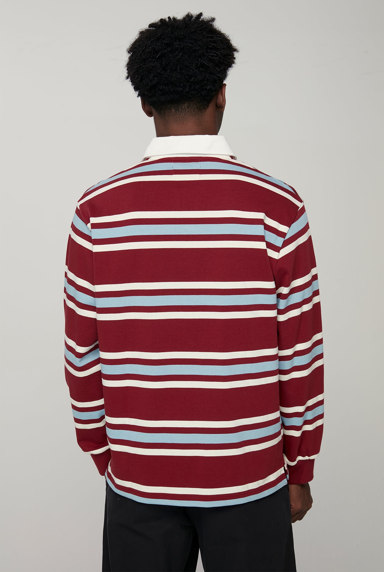 20th ANNIVERSARY BIRD LOGO STRIPED LONG SLEEVE RUGBY SHIRT