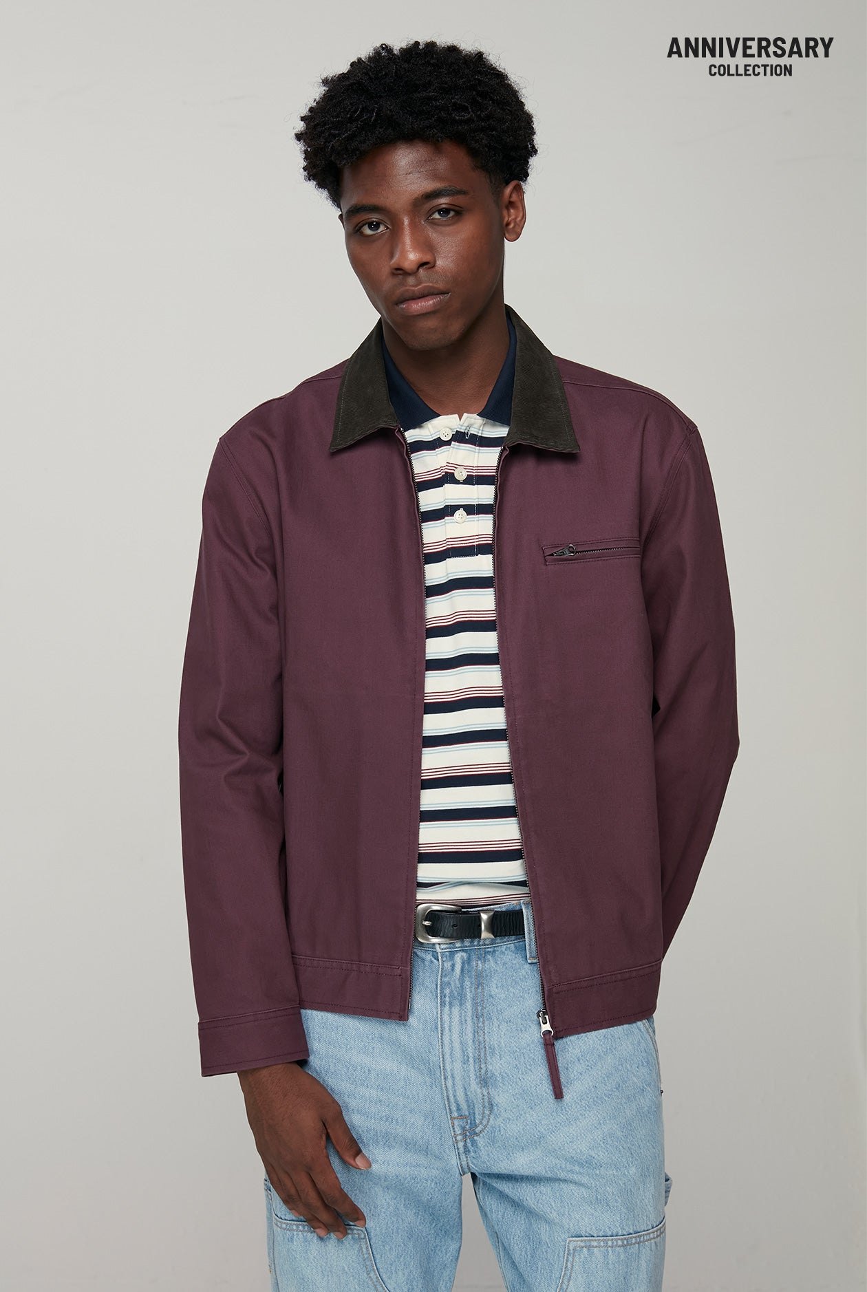 20th ANNIVERSARY BIRD LOGO NARROW STRIPED POLO