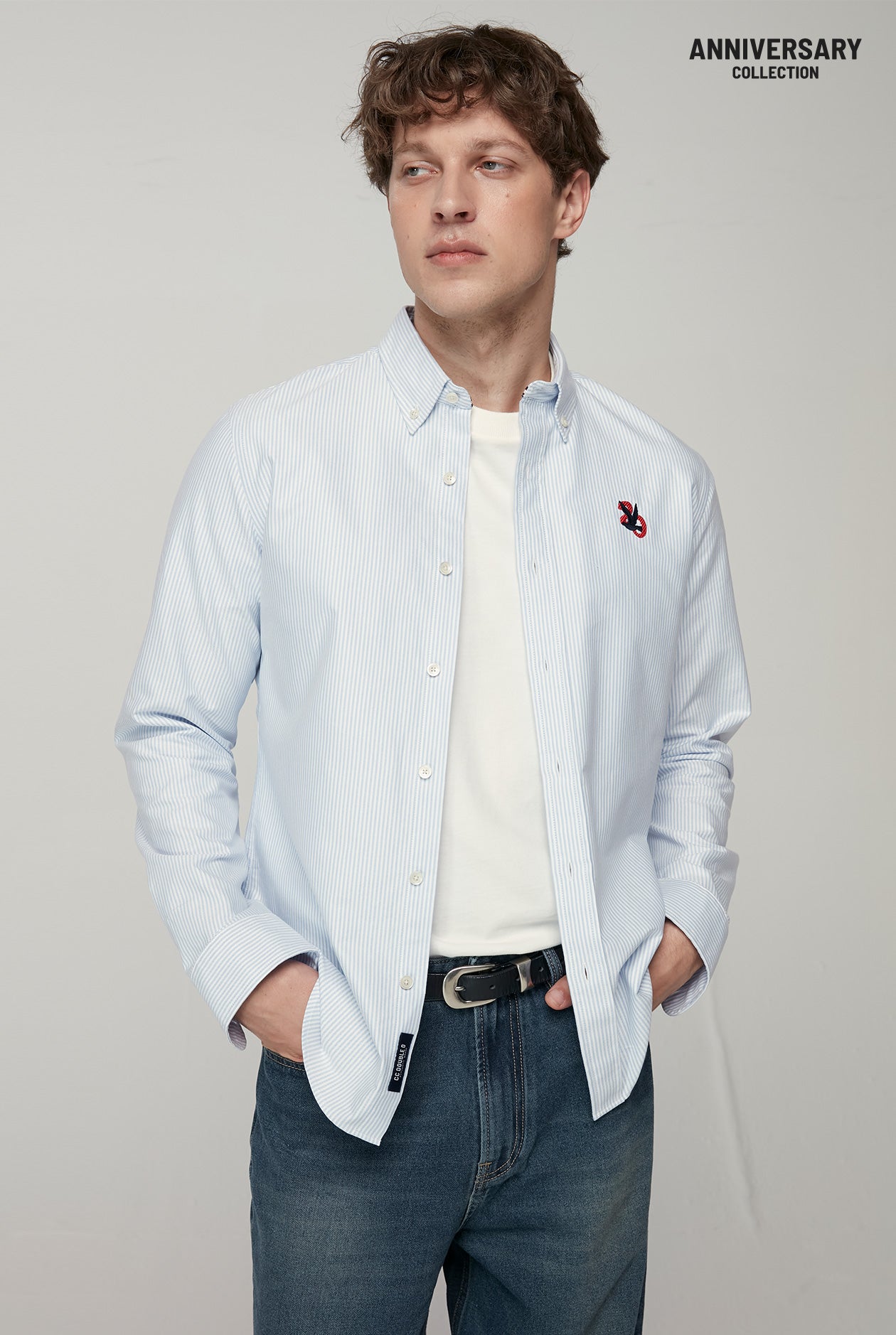 20th ANNIVERSARY STRIPED LONG SLEEVE OXFORD SHIRT