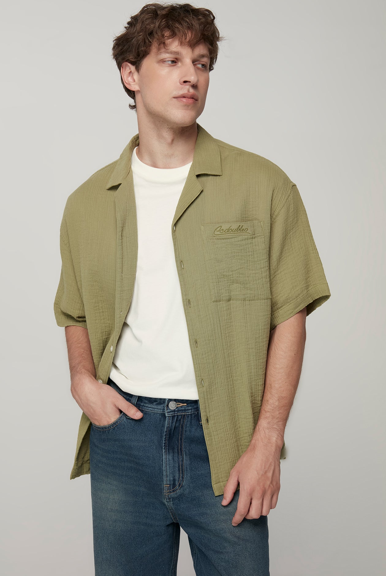 LOGO POCKET TEXTURE SHIRT