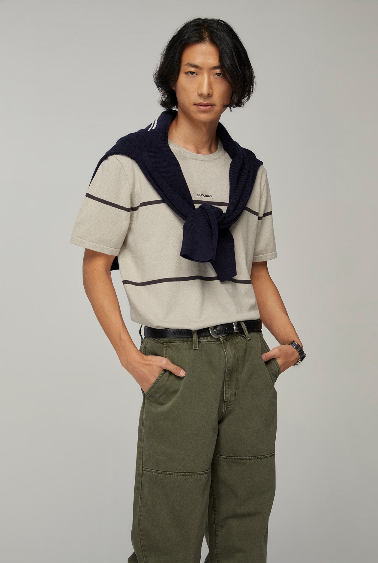 RELAXED FIT STRIPED KNIT TEE