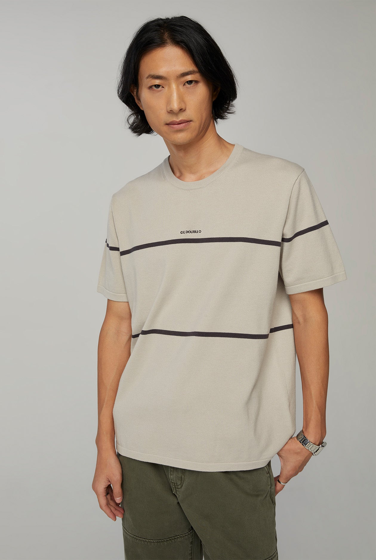 RELAXED FIT STRIPED KNIT TEE