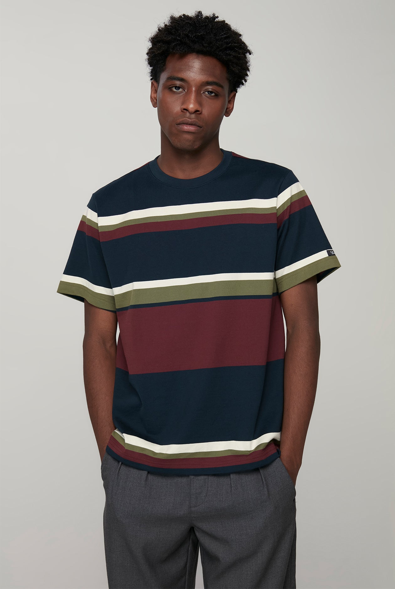TRI COLOR STRIPED TEE