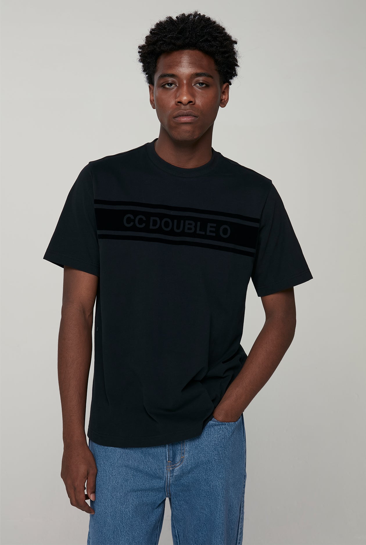 VELVET CHEST BORDER TEE