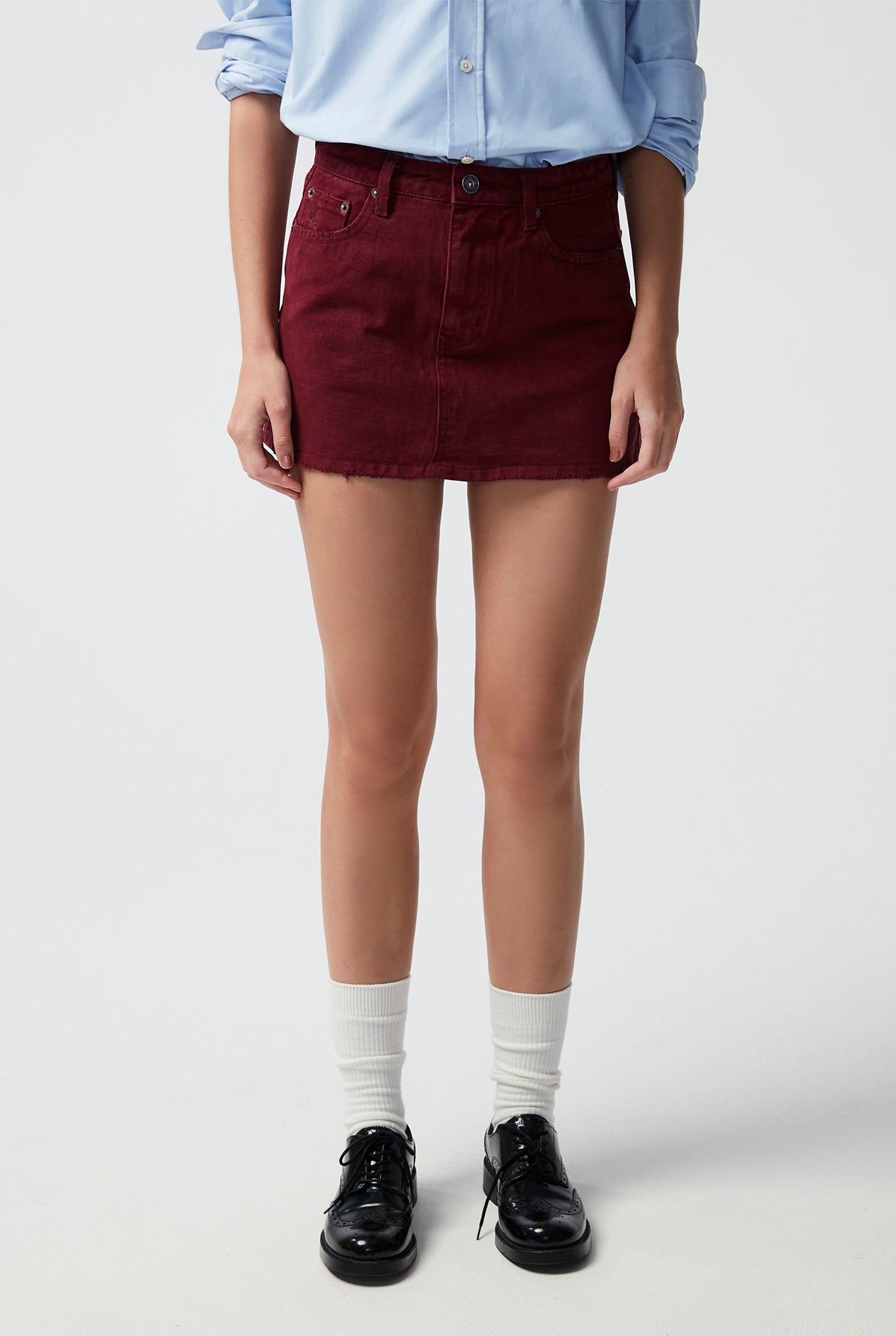 CHERRY RED DENIM SKIRT