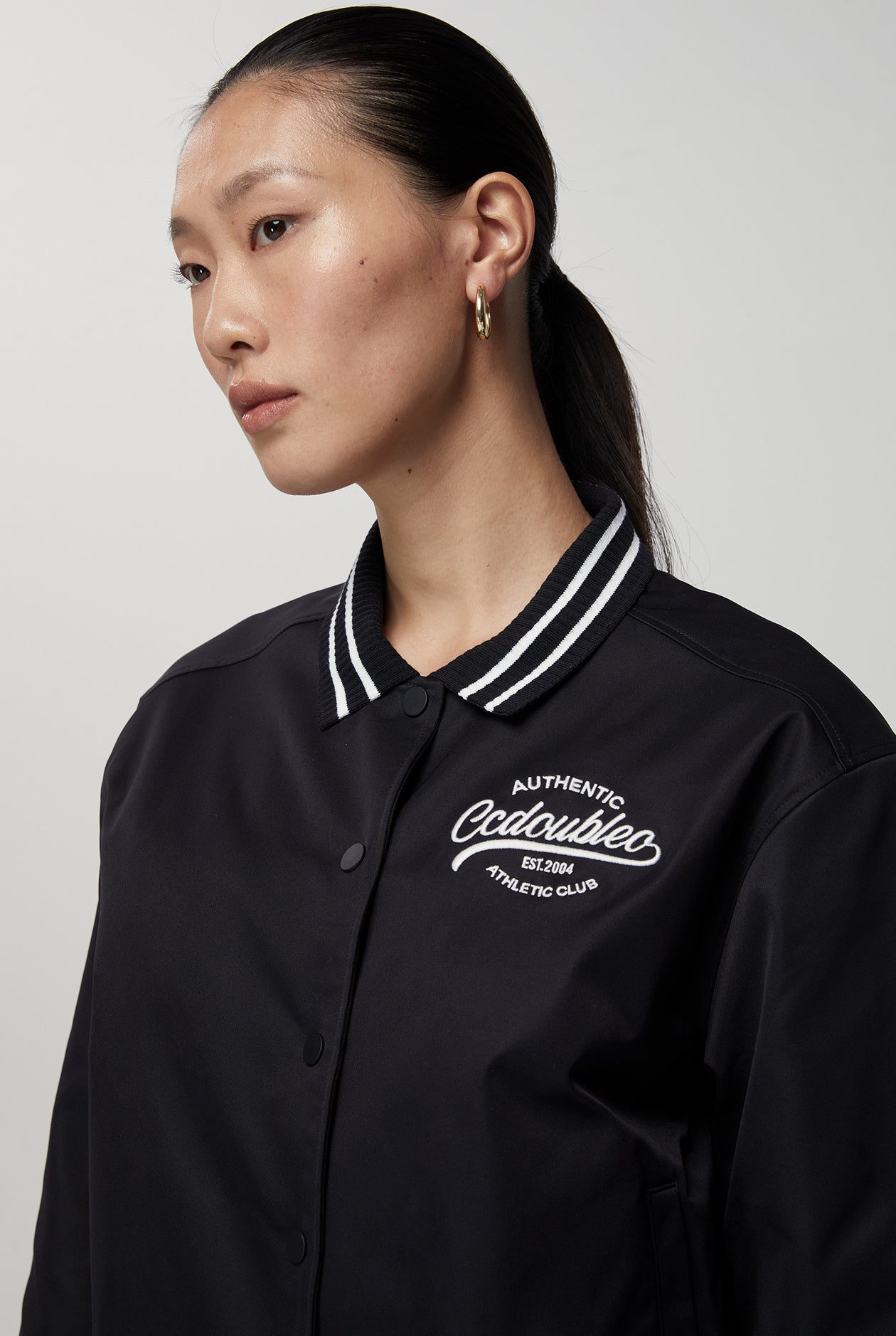 RIBBED COLLAR BOMBER JACKET