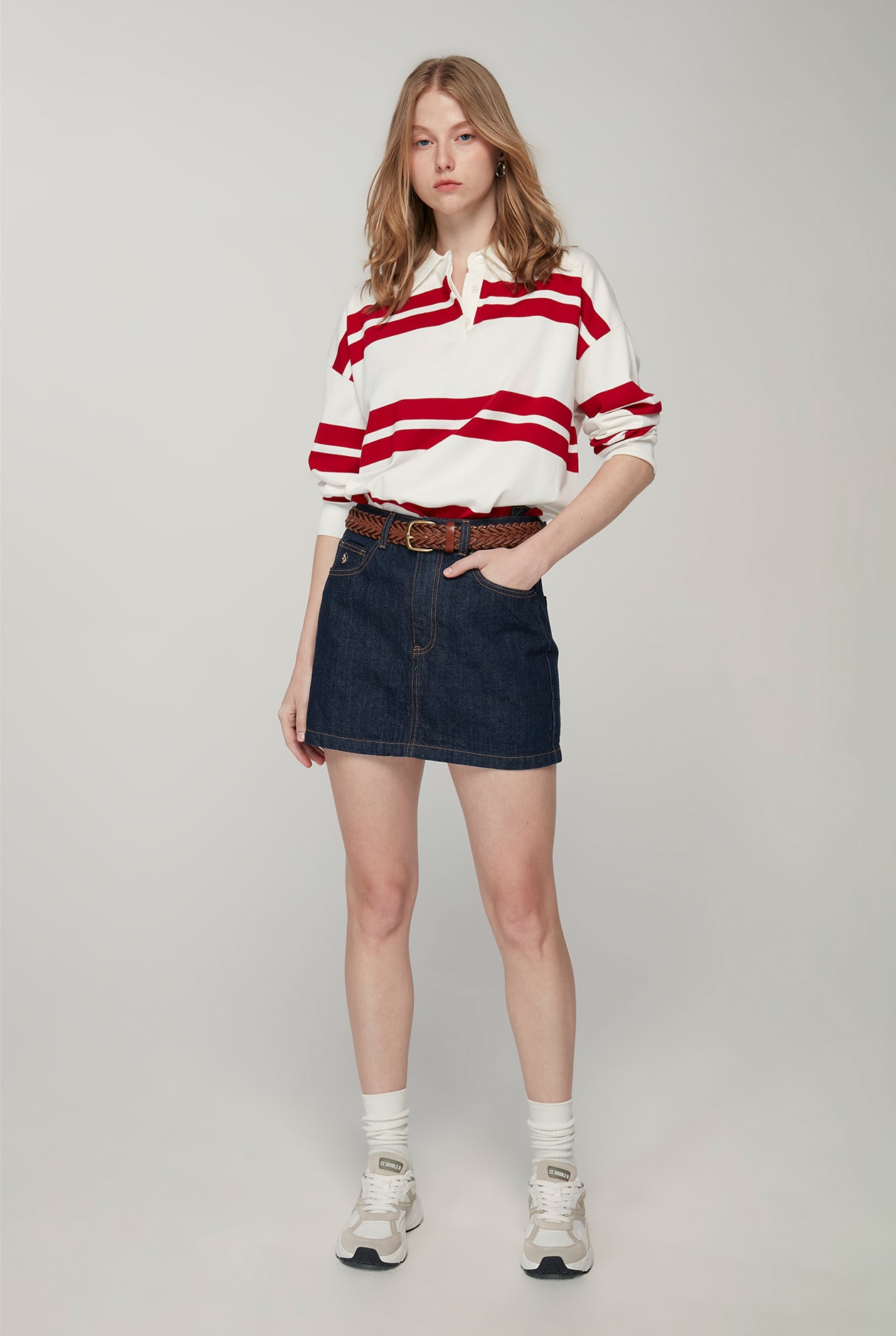 20th ANNIVERSARY LONG SLEEVE BOLD STRIPED POLO SHIRT