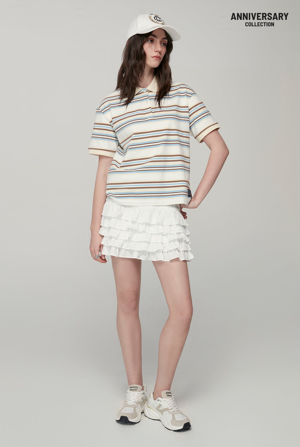 20th ANNIVERSARY  SHORT SLEEVE MULTI STRIPED POLO SHIRT