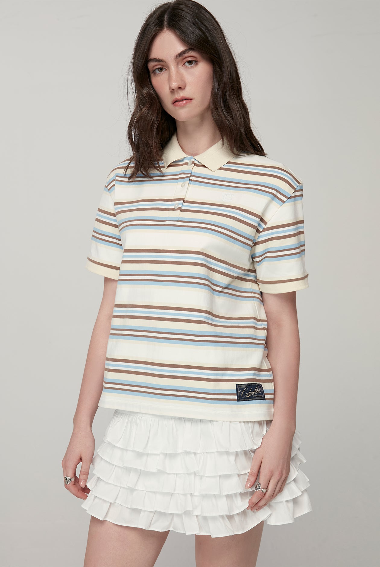 20th ANNIVERSARY  SHORT SLEEVE MULTI STRIPED POLO SHIRT