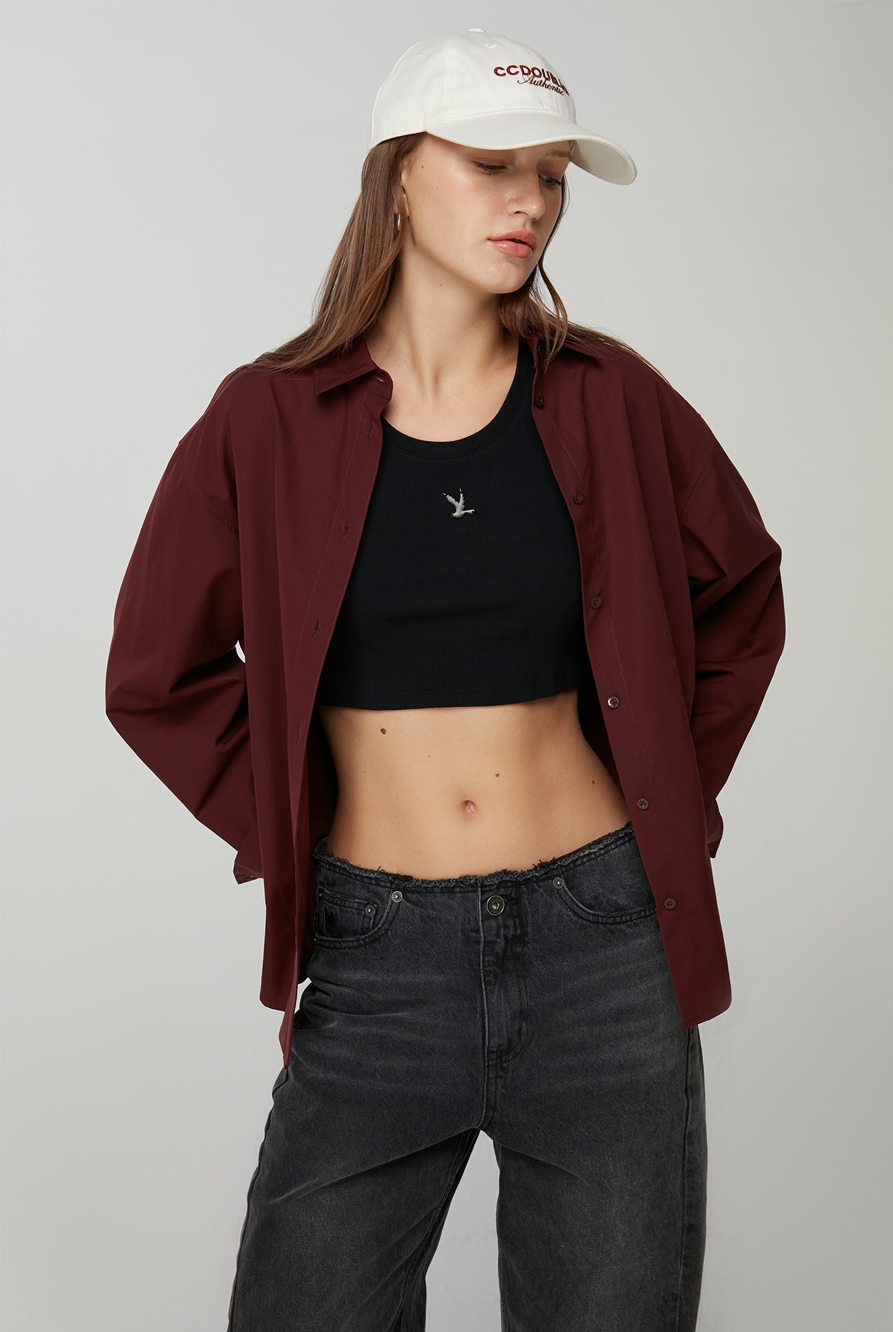 POPLIN SHIRT WITH HANDWRITTEN LOGO