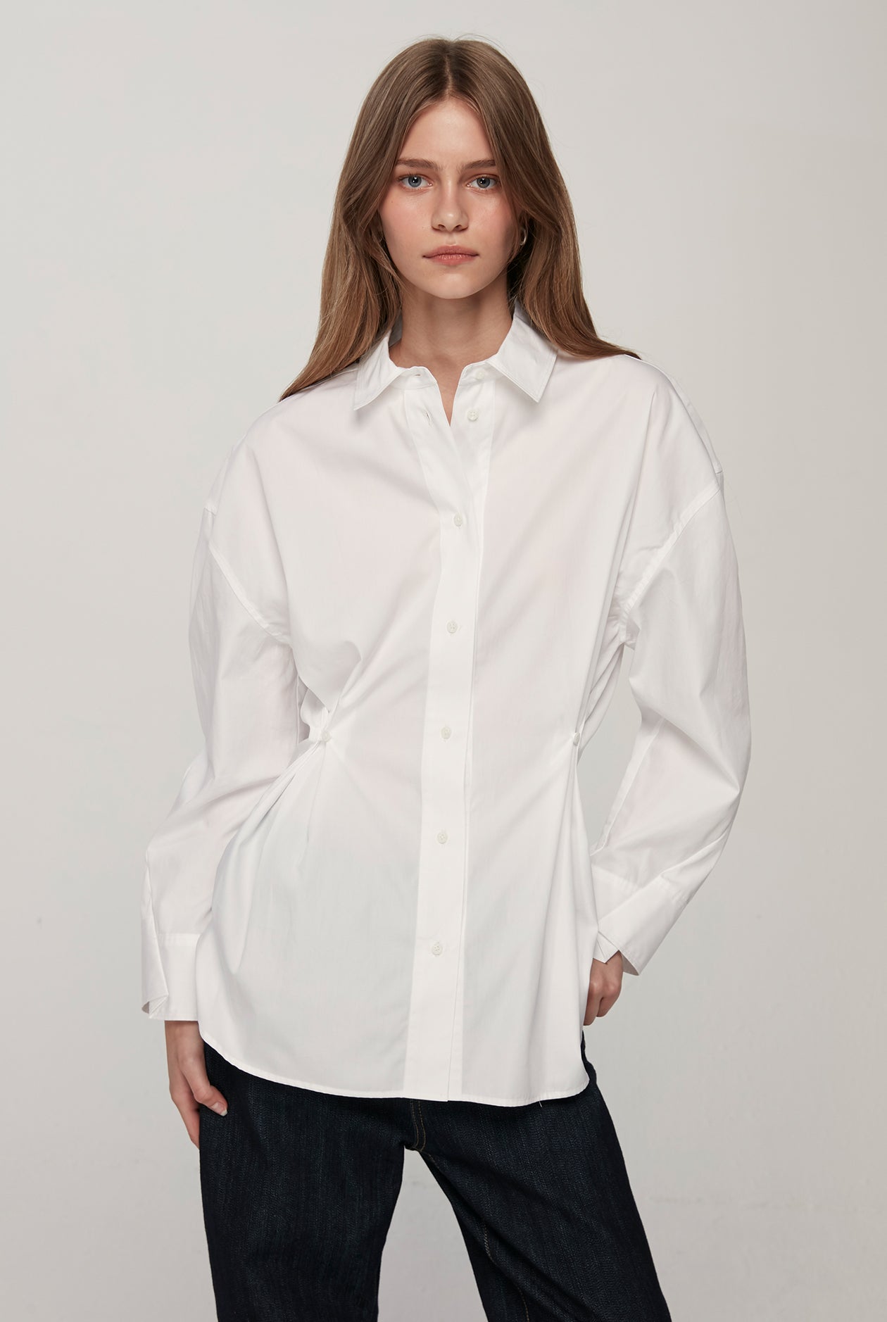 LONG SLEEVE DRAPED SHIRT