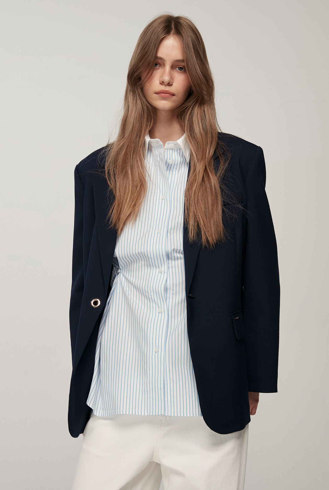 DRAPED STRIPED SHIRT