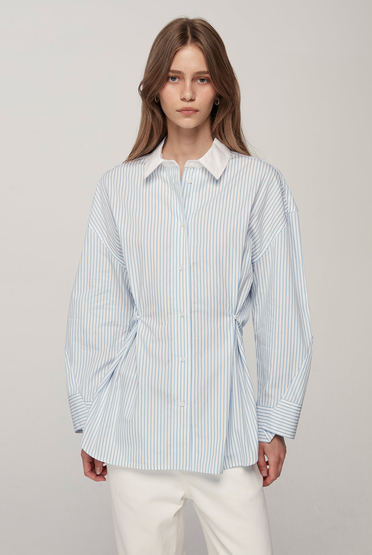 DRAPED STRIPED SHIRT