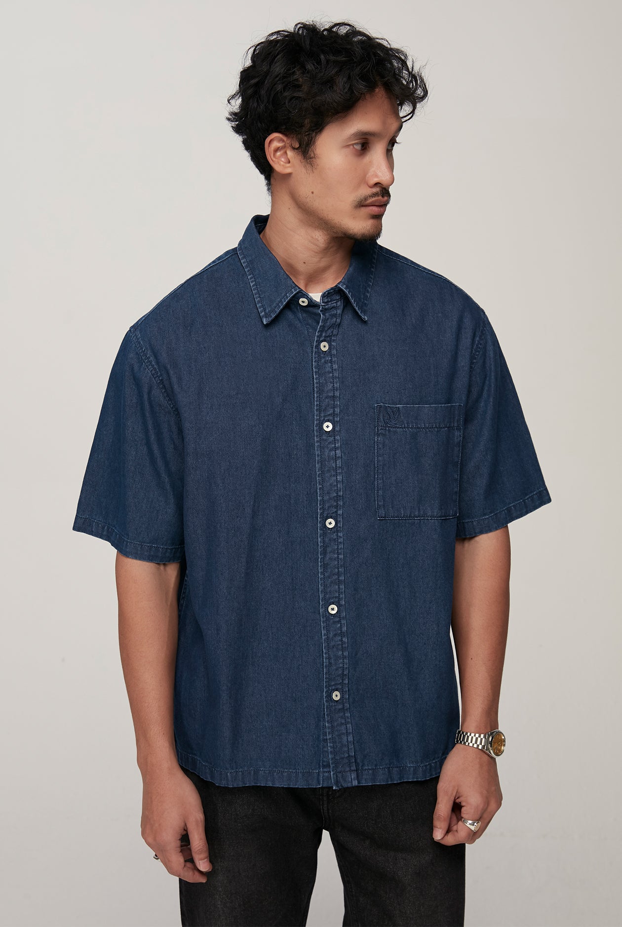 RELAXED BIRD LOGO DENIM SHIRT