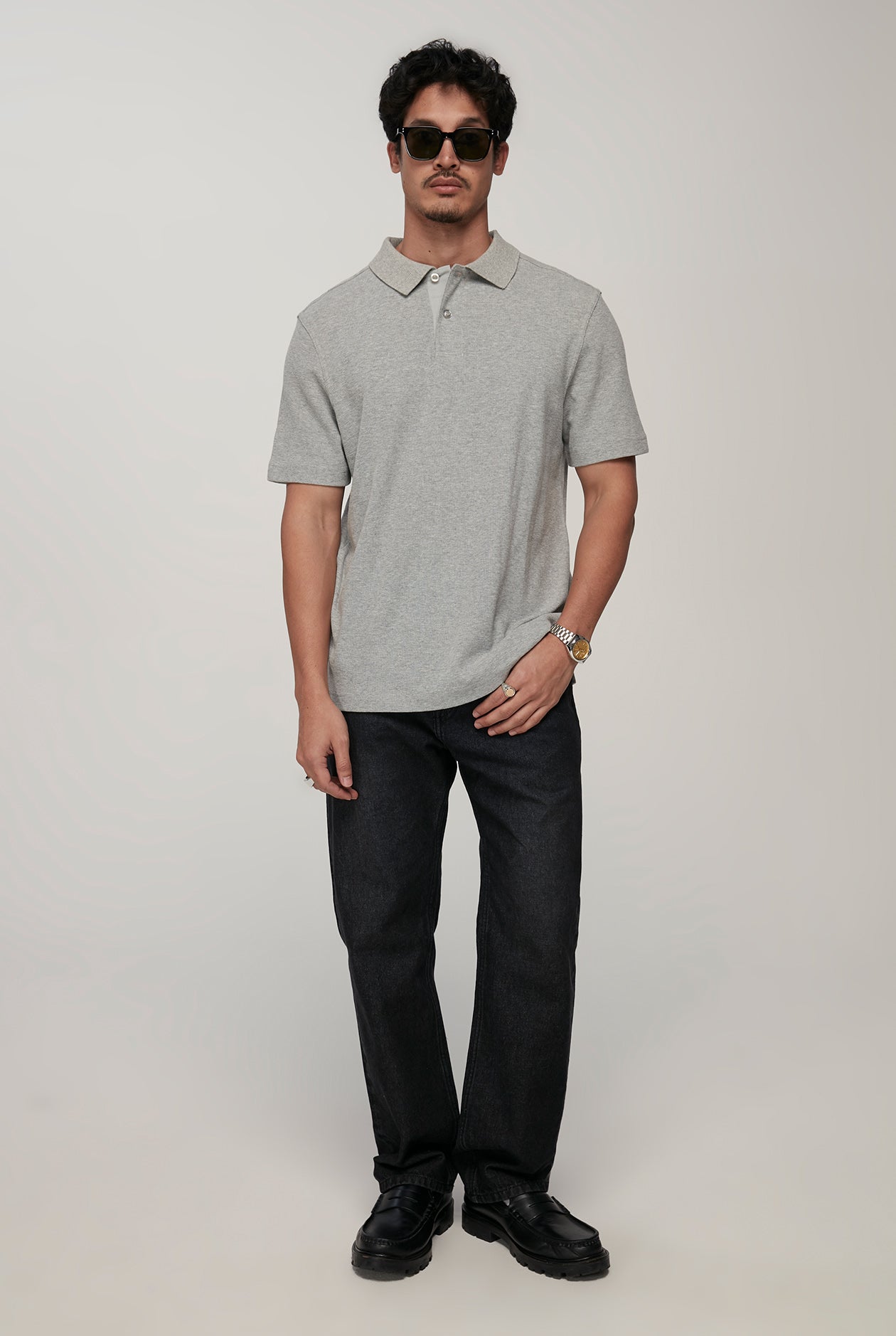 RELAXED WAFFLE POLO SHIRT