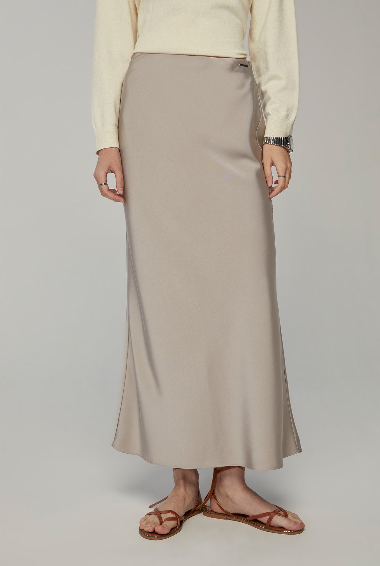SATIN MIDI SKIRT