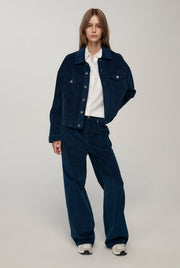 WASHED VELVET WIDE LEG PANTS