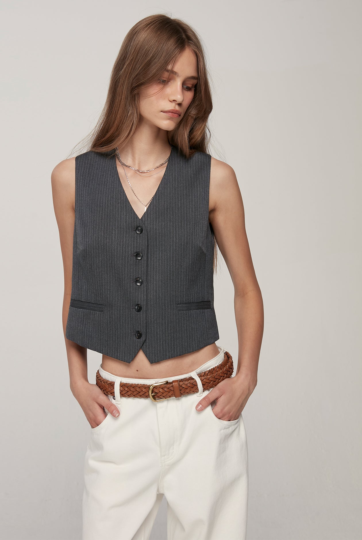 VEST IN FINE PINSTRIPE