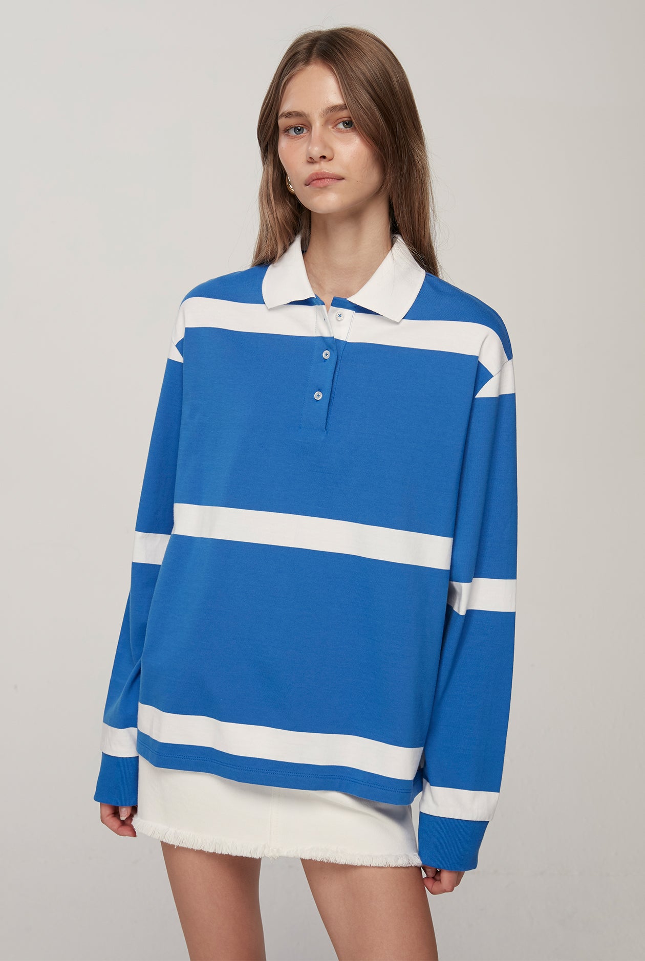 STRIPED POLO SWEATSHIRT
