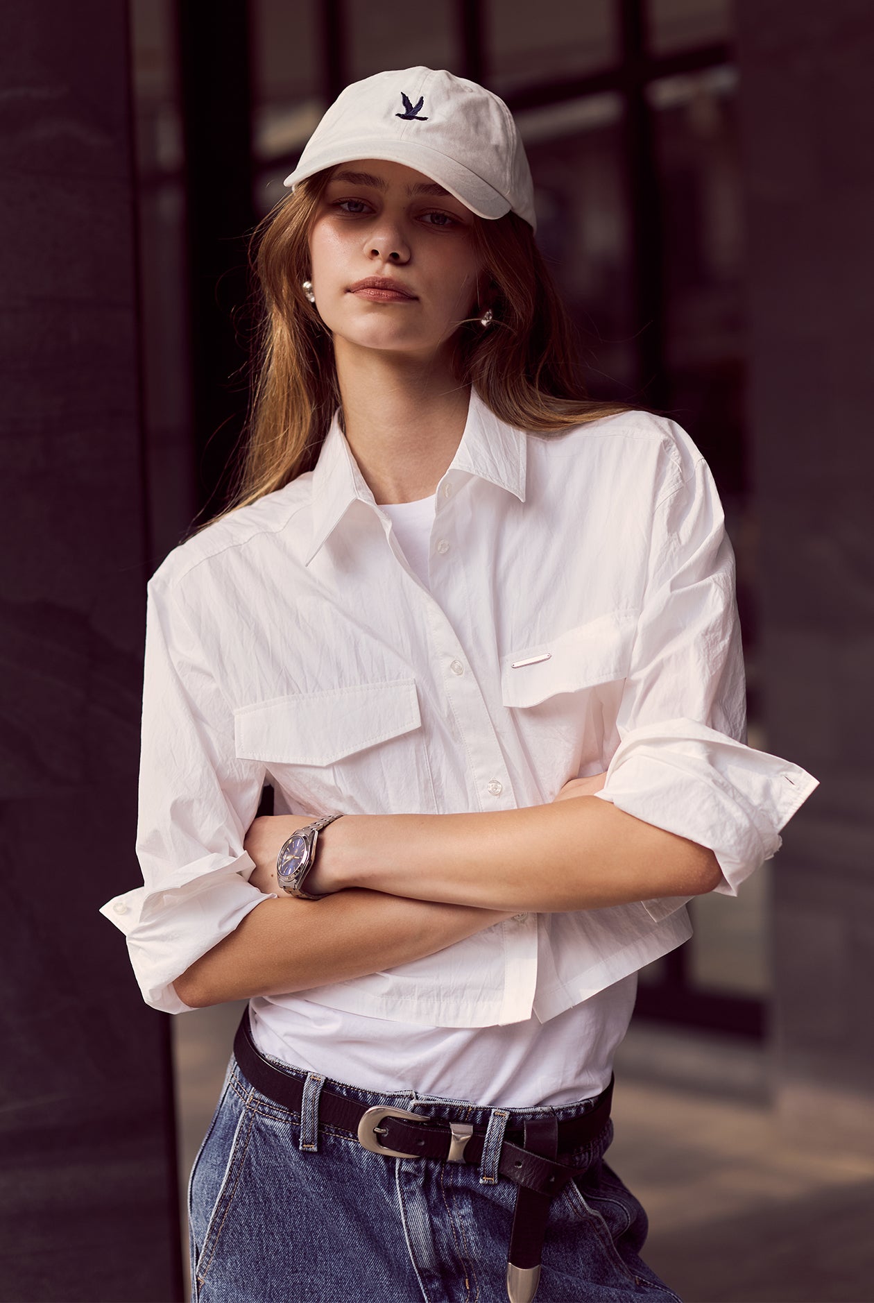 LONG SLEEVE CROPPED SHIRT