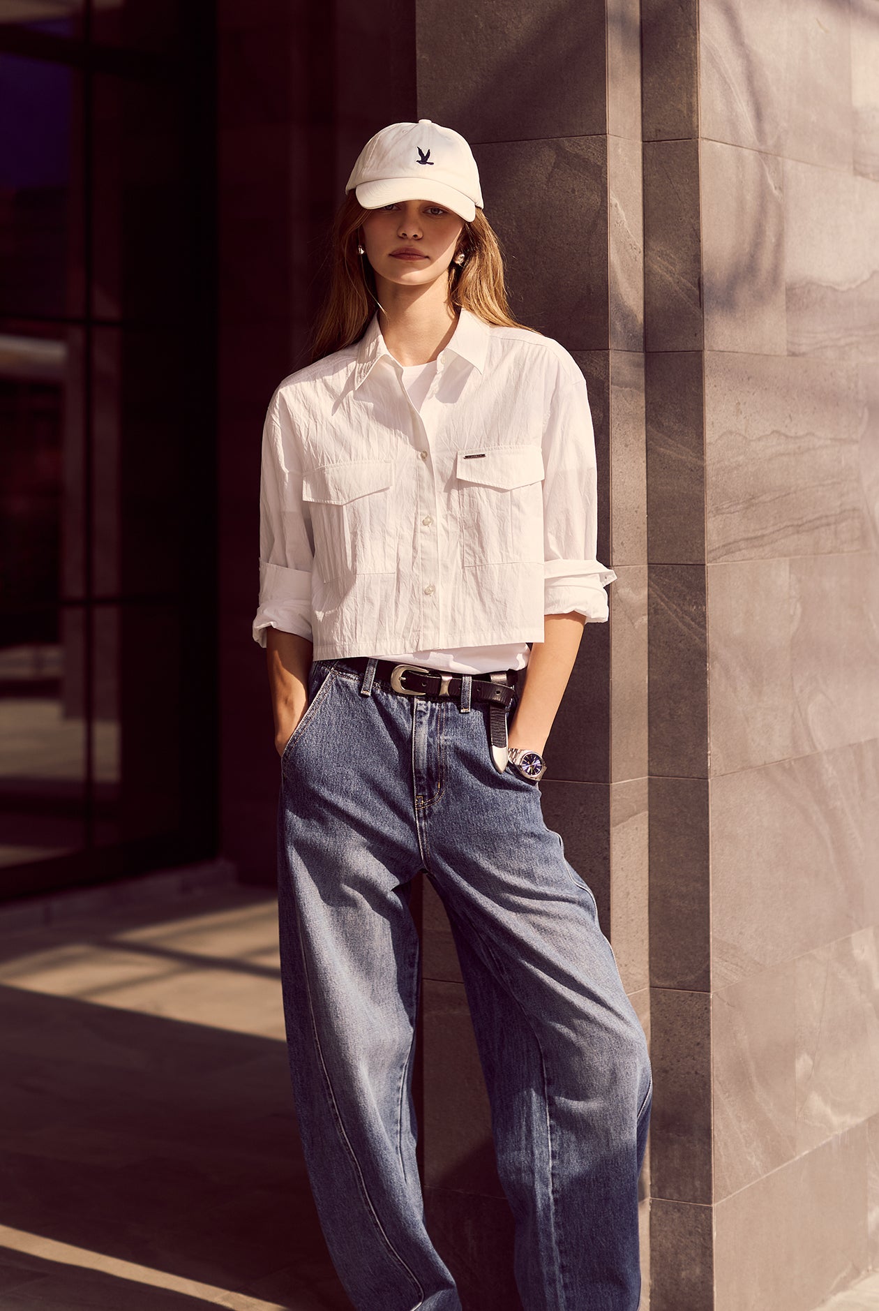 LONG SLEEVE CROPPED SHIRT