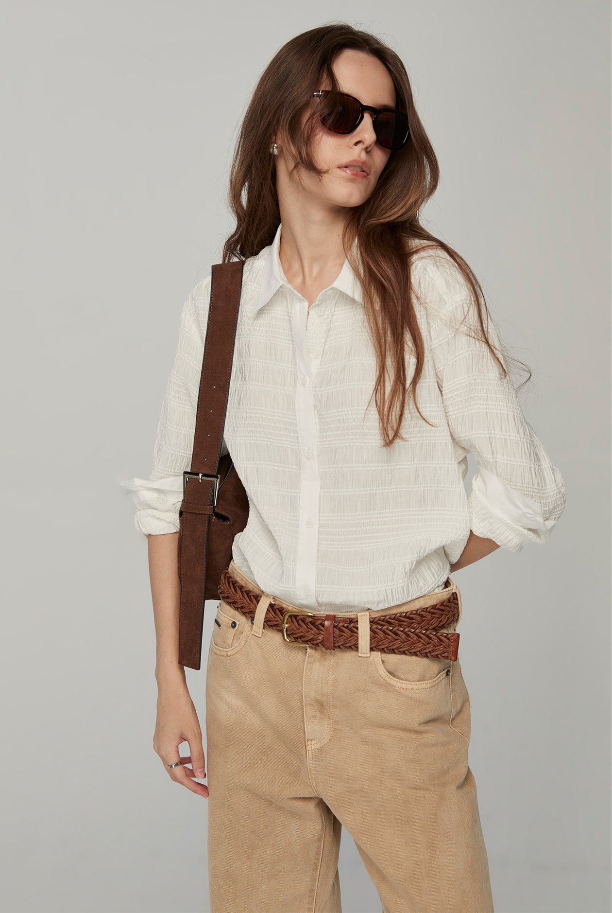 LONG SLEEVE PLEATED SHIRT