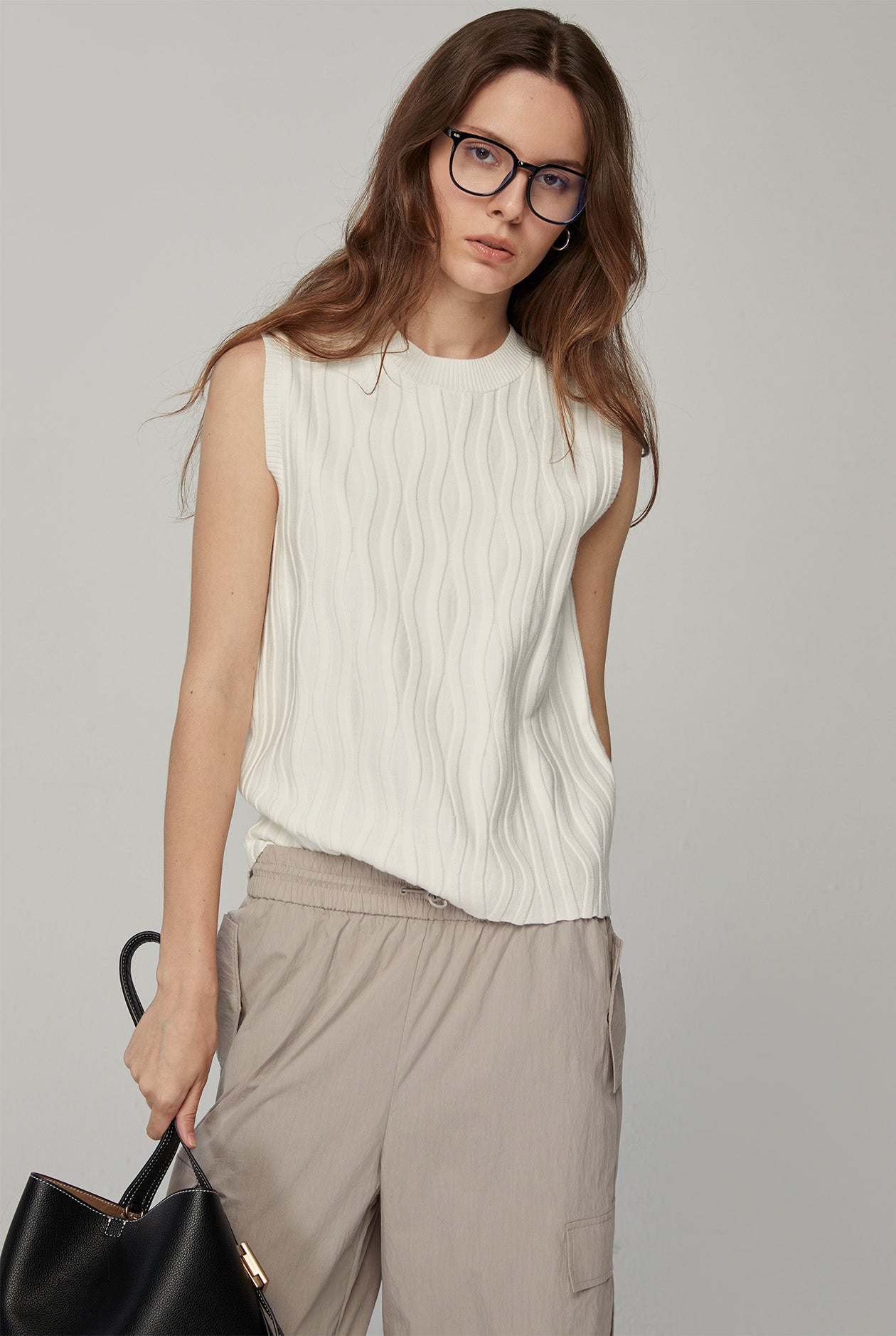 WAVY STITCH KNITTED TOP